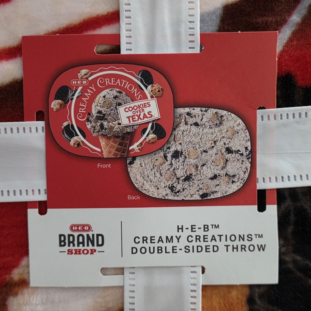 NWT HEB Creamy Creations Double Sided Throw 50" x 70"